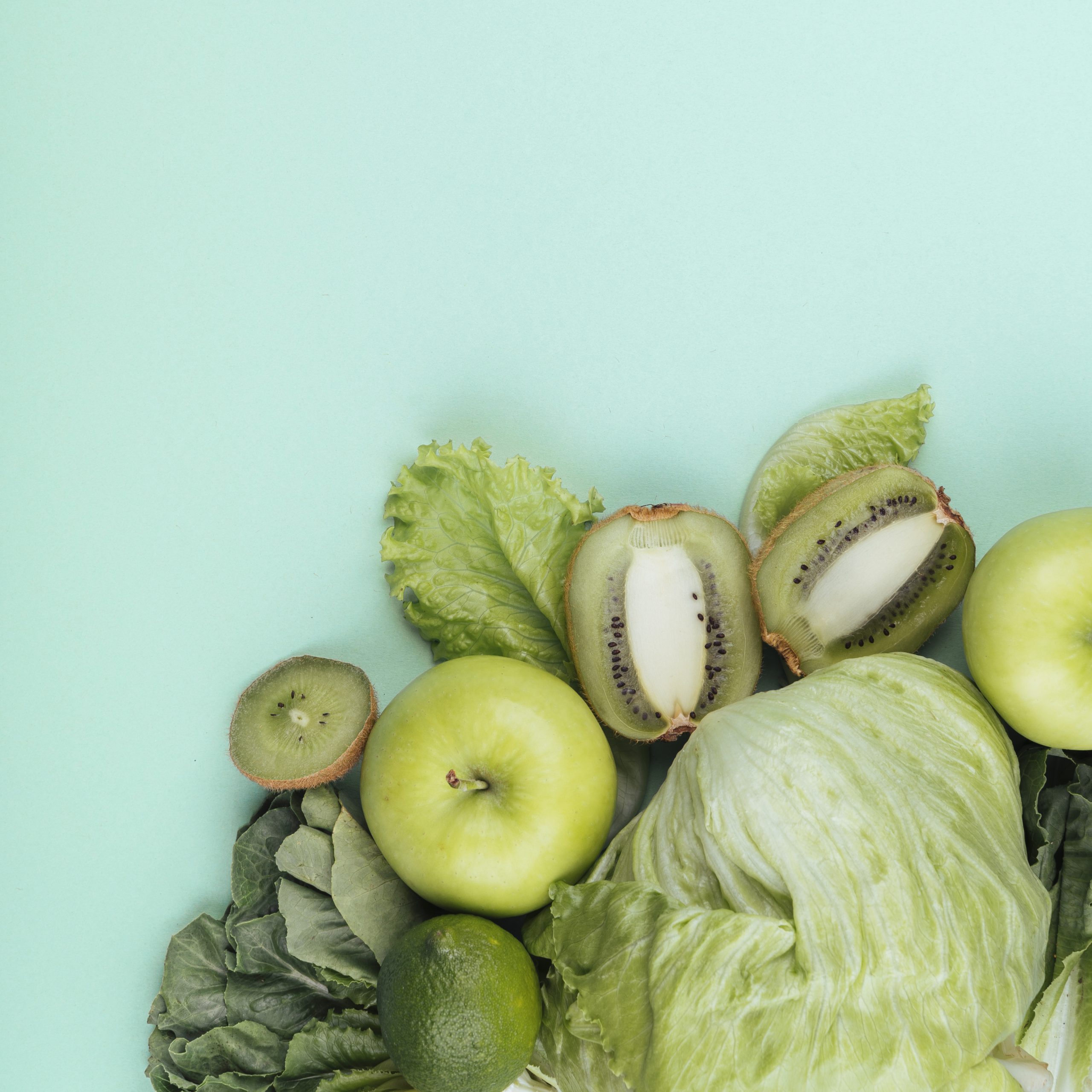 green, top view green vegetables fruit scaled